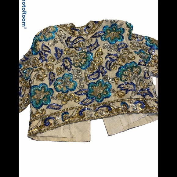 NWT Vtg Black Tie Oleg Cassini Bead Matador Jacket - Picture 7 of 9